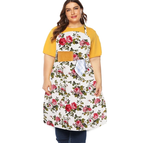 Fiykzur Extra Large Canvas Cotton Apron for Men & Women, Plus Size Durable Aprons with 2 Pockets, Adjustable Bib Machine Washable Oversized Aprons for Baking, Cooking, Painting - Plain