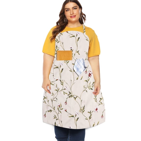 Fiykzur Extra Large Canvas Cotton Apron for Men & Women, Plus Size Durable Aprons with 2 Pockets, Adjustable Bib Machine Washable Oversized Aprons for Baking, Cooking, Painting - Plain