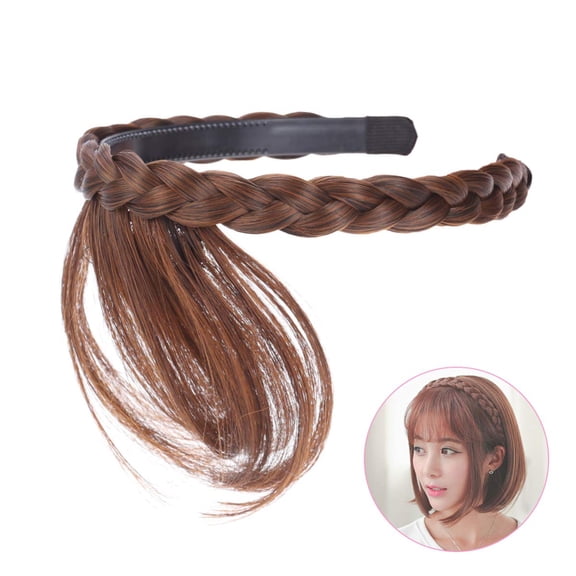Fiykzur Headband Bangs Synthetic Front Hair Bangs Fringe Hair Extensions for Women Girls Adjustable Comfortable Fit Natural Looking for Daily Wear Party Cosplay Halloween