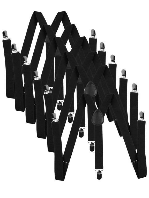 Men's Y Shape Suspender Adjustable Elastic Solid Color 6 Pack