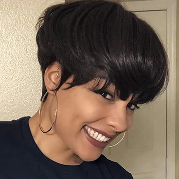 Fiykzur Pixie Cut Wig for Black Women Brazilian Remy Hair Straight Glueless