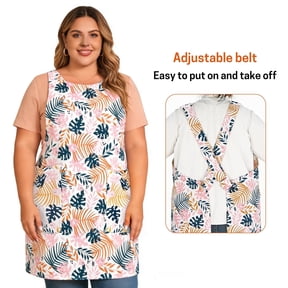 Fiykzur Plus Size Cross Back Aprons for Women, Polyester-cotton with Pockets, Adjustable Strap Kitchen Apron for Cooking Baking