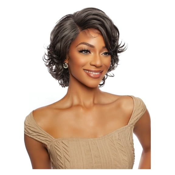 Fiykzur Red Carpet Synthetic Layered Bob HD Lace Front Wig with Deep Part and Pre-Plucked Hairline - ASHBLACK (RCMS284)