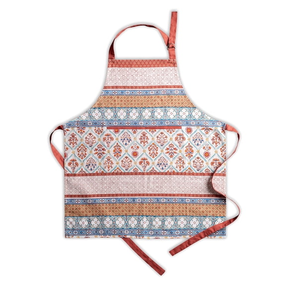 Fiykzur Romane 100% Cotton 1 Piece Kitchen Apron with an Adjustable Neck & Invisible Center Pocket with Long Ties for Women Men Chef (27.50 Inch by 31.50 Inch)