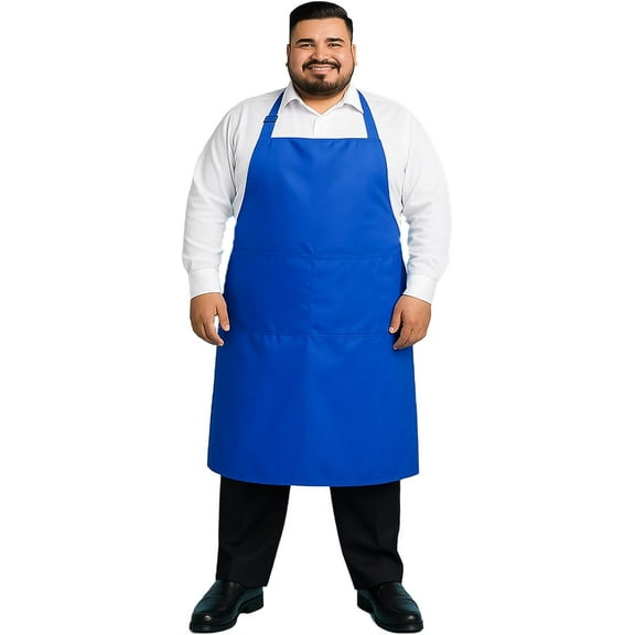 Fiykzur Unisex 1pk Plus Size Kitchen Cooking Aprons With Pockets for Waist W38+ (Royal Blue)