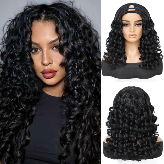 Fiykzur V Part Wig, Curly Half Wigs for Black Women