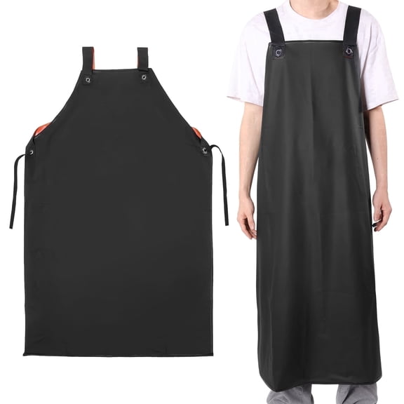 Fiykzur Waterproof Apron 2-Pack, Heavy Duty PVC Industrial Work Apron for Dishwashing, Cooking & Grilling - 43.3" Extra Long Adjustable Apron for Adults