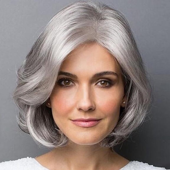 Fiykzur Women's Gray Synthetic Wave Wig 26 Inch Adjustable High Temp Silk Hairpiece, Easy Wash Fashion Wig