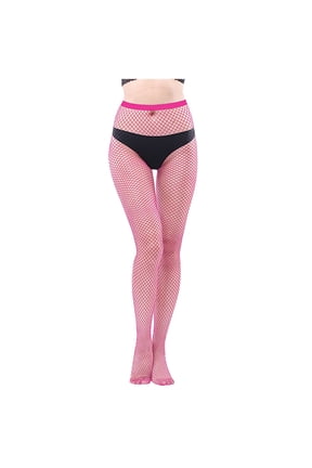 Women's Hot Pink Fishnet Stockings - Super Elastic Sheer Tights, Fashionable Mesh Socks for Party, Cosplay, Daily Wear