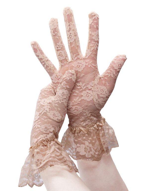 Women's Lace Floral Opera Tea Party Gloves 80s Wrist Length Bridal Wedding Prom Gloves Costume Accessories