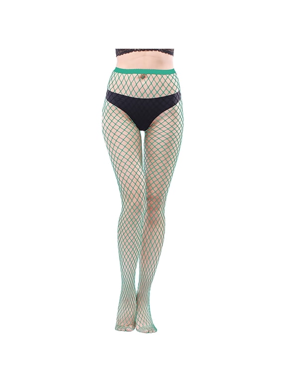 Women's One Size Fishnet Stockings High Waist Thigh High Cross Mesh Pantyhose, Soft Breathable Comfortable
