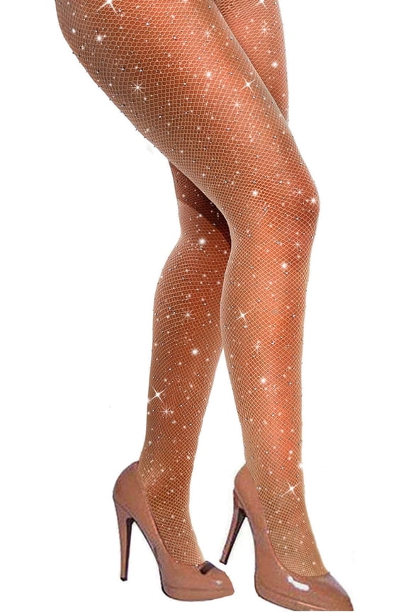 Women's Sexy Sparkly Fishnets Stockings Rhinestone Jeweled High Waist Tights for Party Pantyhose