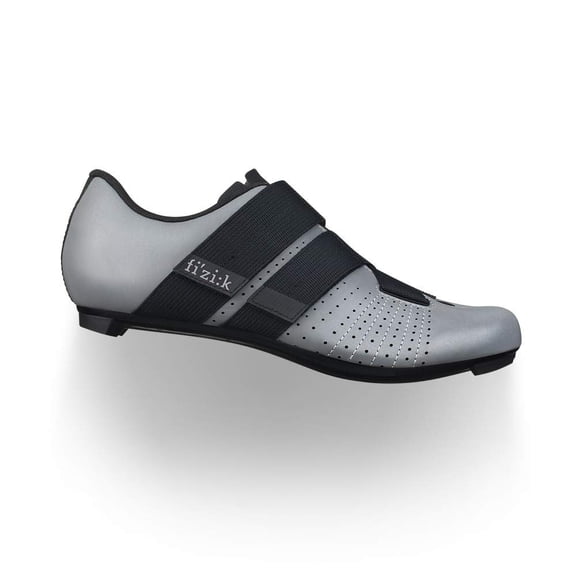 Fizik Tempo Powerstrap R5 Reflective, Road Cycling Shoes for Great Visibility and Safety, Reflective, 8-8.5