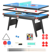 Fiziti 5.5 FT 3 in 1 Ping-Pong Pool Table,Billiard Tables Combo,Hockey Table,Multigame Table Tennis for Kids and Adults, for Family Game Room,Blue