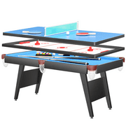 Fiziti 5.5 FT 3 in 1 Ping-Pong Pool Table,Billiard Tables Combo,Hockey Table,Multigame Table Tennis for Kids and Adults, for Family Game Room,Blue
