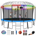 thumbnail image 1 of Fiziti Trampoline with Basketball Hoop & Enclosure, 2000lbs 12FT 14FT 16FT Trampoline for 6-8 Kids and Adults, Outdoor Backyard Trampoline with Light,Hose,Ladder, Socks, 1 of 11