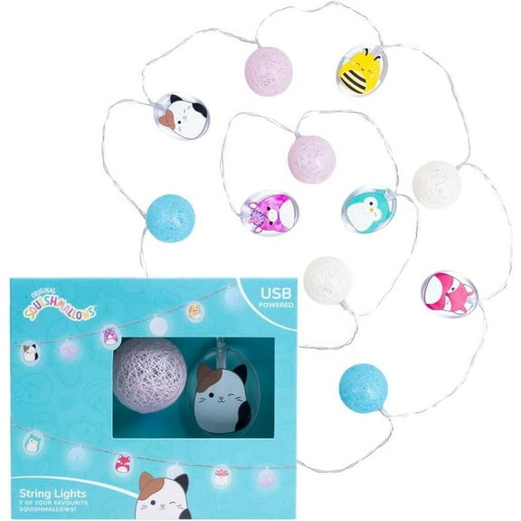Fizz Creations Squishmallows String Lights | Officially Licensed | USB Powered | Vibrant LED Lights | Illuminated Pendants