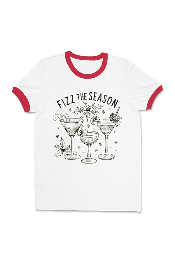 Fizz the Season Ringer Tee Shirt Unisex X-Large White/Red