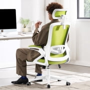 Nexthro Ergonomic Office Chair, 400 LBS Computer Chairs with Adjustable Lumbar Support, Breathable Mesh Desk Chair Ergonomic with Thickened Cushion, Comfy Home Office Desk Chair White/Green