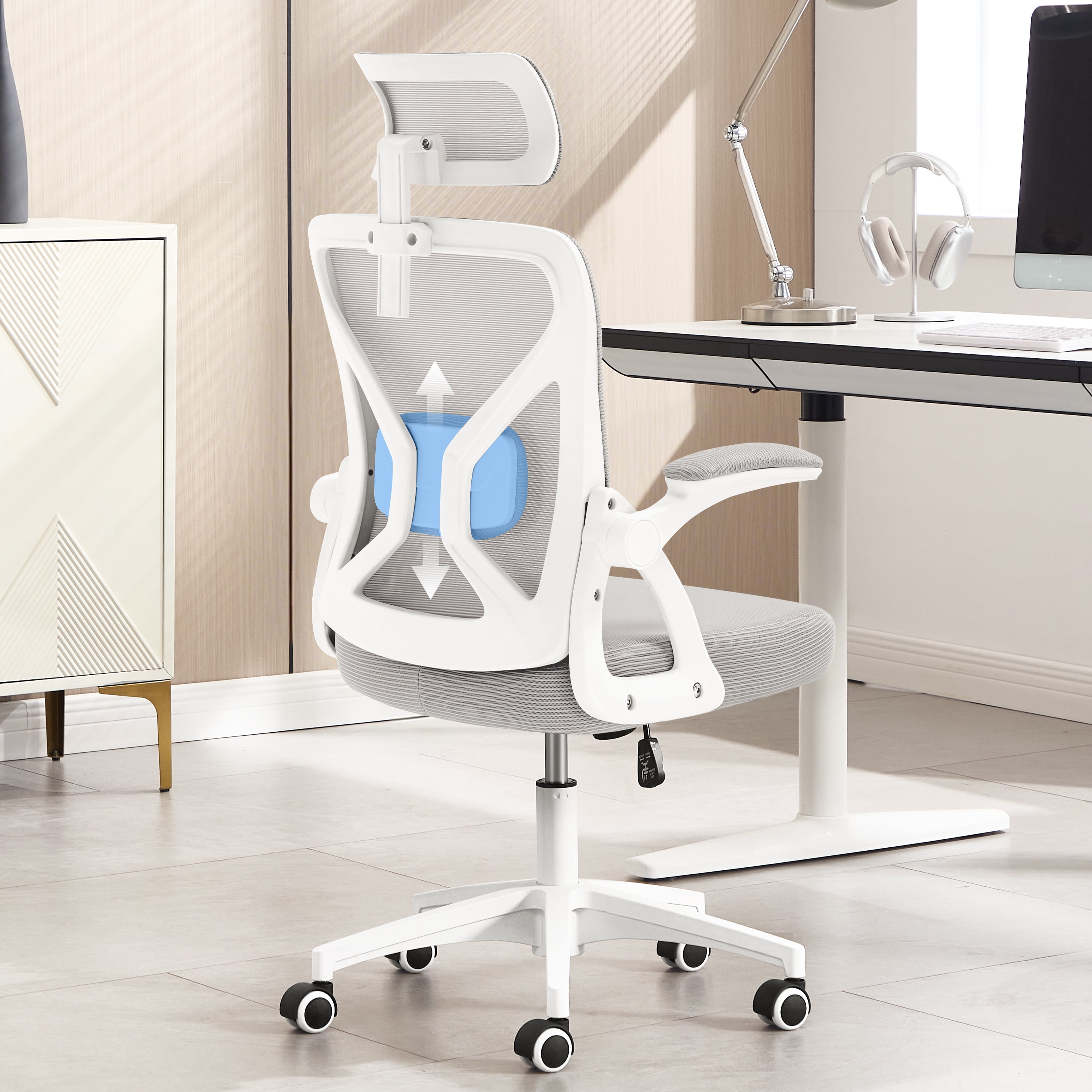 Nexthro Office Chair,Ergonomic Desk Chair with Adjustable Lumbar Support,400 Lbs Mesh Computer Chair High Back with Headrest for Home Office (Grey)