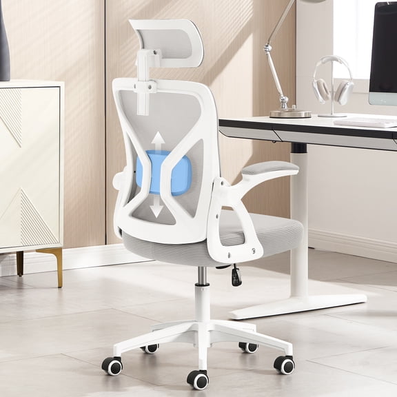 Nexthro Office Chair,Ergonomic Desk Chair with Adjustable Lumbar Support,400 Lbs Mesh Computer Chair High Back with Headrest for Home Office (Grey)