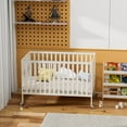 thumbnail image 1 of Fizzy Baby 2-in-1 Wooden Crib Convertible Crib to Toddler Bed with 3 Level Mattress Board, White, 1 of 4