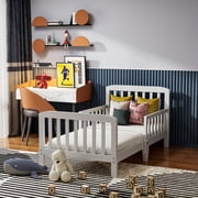 Fizzy Baby Classic Toddler Bed with Rails Wooden Beds for Kids, White