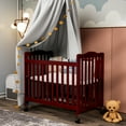thumbnail image 1 of Fizzy Baby Mini Crib, Small Crib with 3-Position Mattress Board, Cherry, 1 of 4