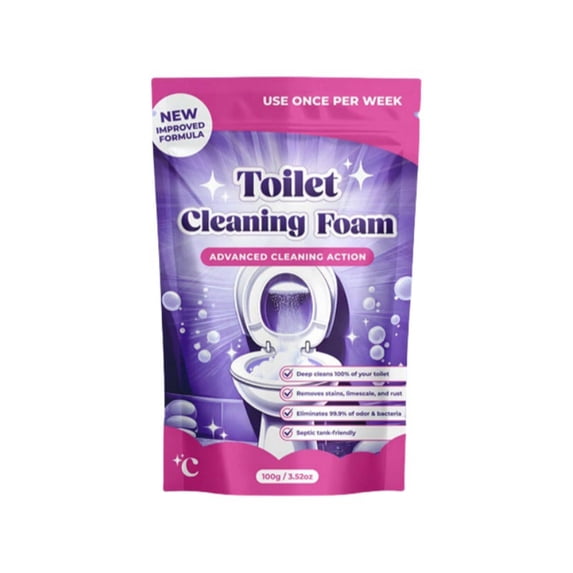 Fizzy Foaming Toilet Cleaner Powder - Powerful Deep Cleaning Tablets for Stains, Limescale, Refreshing Scent, Bathroom Hygiene Supplies, Easy Scrub-Free Cleaning (1 Bag)