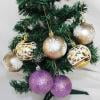 Fjnjuu 16Pcs Christmas Tree Balls Ornaments Xmas 2.4 inch Christmas Tree PendantGift Box Set Gold Purple Plated Ball Pendant Plated Ball Christmas Decoration
