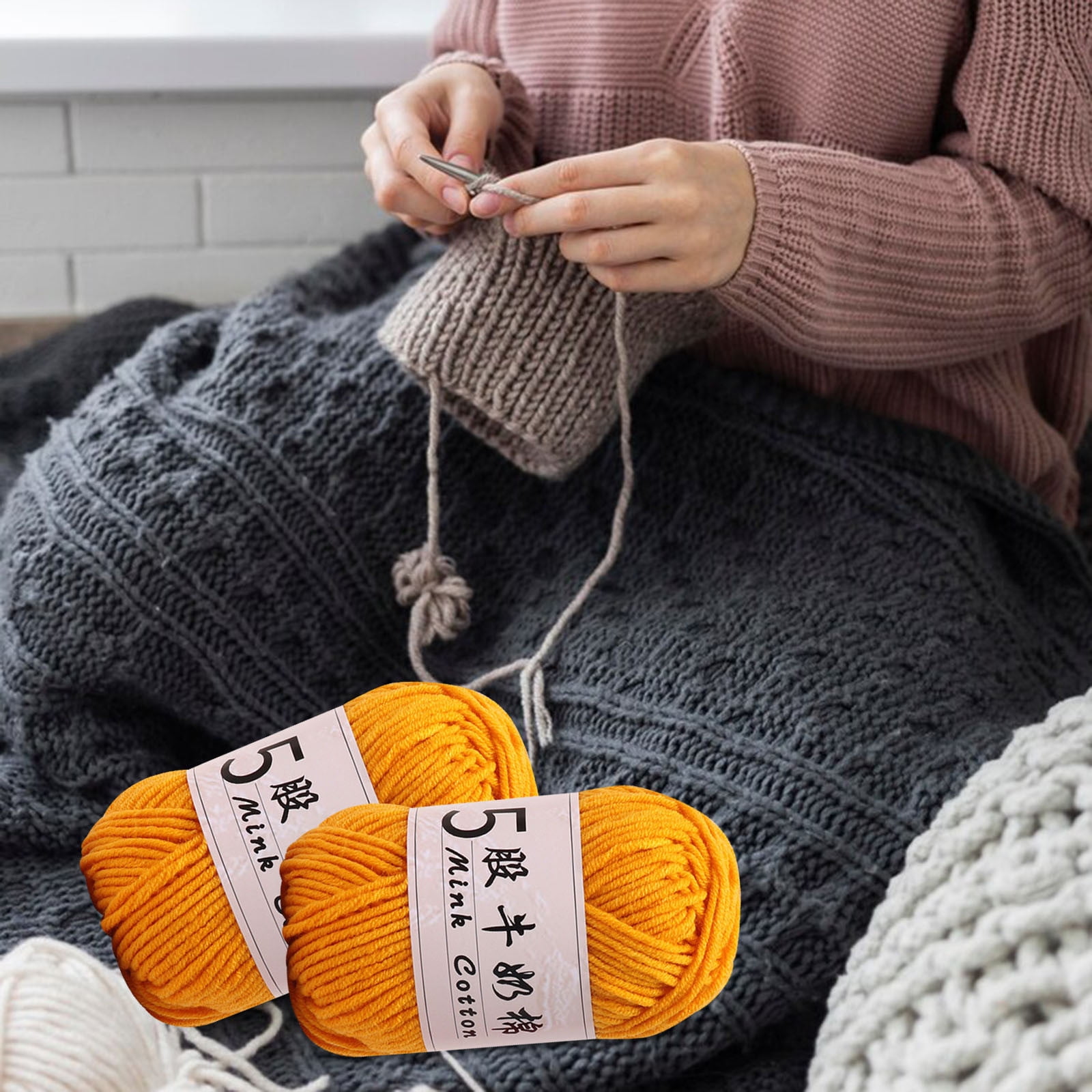 Fjnjuu Cotton Yarn, 5 Strands Milk Cotton Doll Crochet Diy Knitting