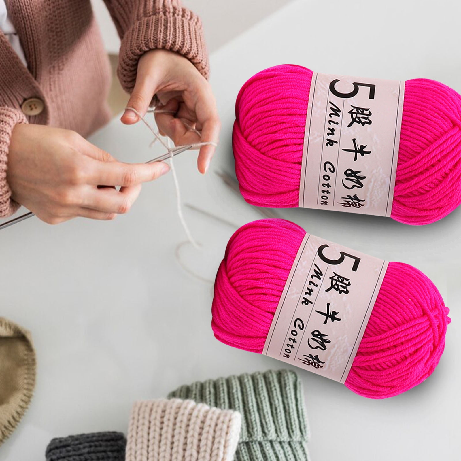 Fjnjuu Cotton Yarn, 5 Strands Milk Cotton Doll Crochet Diy Knitting