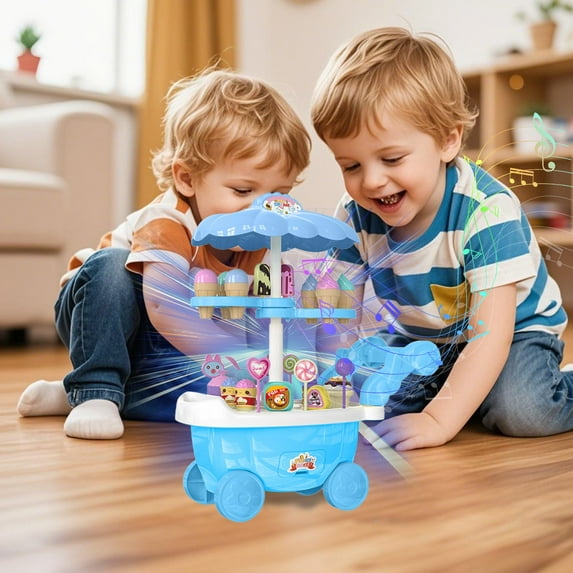 Fjnjuu Toy Car Ice Cream Toys Candy Cart Kids Play House Toys with Candy Ice Cream Play Early Educational Toy Realistic Toy Vehicle Set
