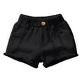 thumbnail image 1 of Fjofpr 2025 Summer Clothes Toddler Girl Shorts 3T White Spring And Summer Cute Solid Button Girls Pocket Elastic Waist Comfy Shorts Jeans（3-14years）, 1 of 4