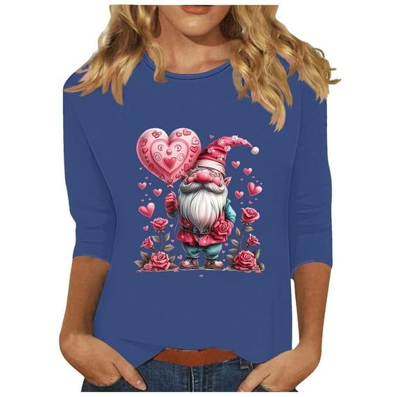Fjofpr 3/4 Length Sleeve Women's Shirts on Long Sleeve Shirts for Women Womens Clothes Tops Long Sleeves Fashionable Women's Pullover Printed Casual Round Neck 3/4 Sleeve Top