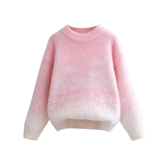 Fjofpr 50% off Clear! Toddler Girl Clothes Under $5 Sweaters for Toddlers 2T Toddler Kids Baby Girls Fashion Cute Gradient Long Sleeved Warm Round Neck Sweater