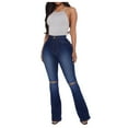 thumbnail image 1 of Fjofpr 50% off Clear!Womens Jeans Flare Legs High Waisted Jeans for Women Womens Jeans Trendy Fall 2024 Women's High Waist Slim Hole Trumpet Pants, 1 of 8
