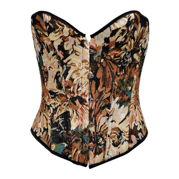 Fjofpr 50% off Clear! Black Corset Tops for Women Lace Up Women Print Bandage Sexy Court Vintage Corset Straps Tank Top
