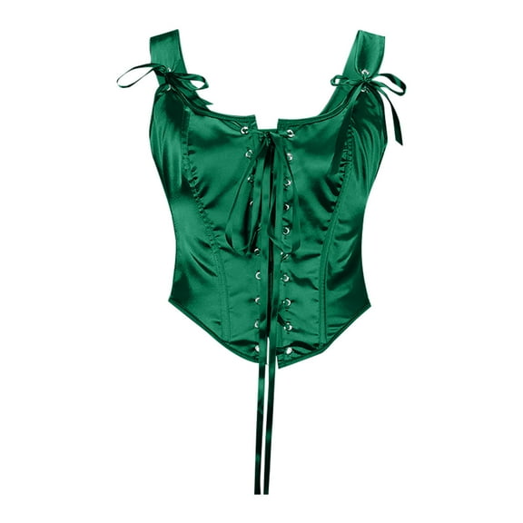 Fjofpr 50% off Clear! Green Corset Tops for Women Fashion Women Style Solid Color Backless Ribbon Waist Camisole Shapewear Tops