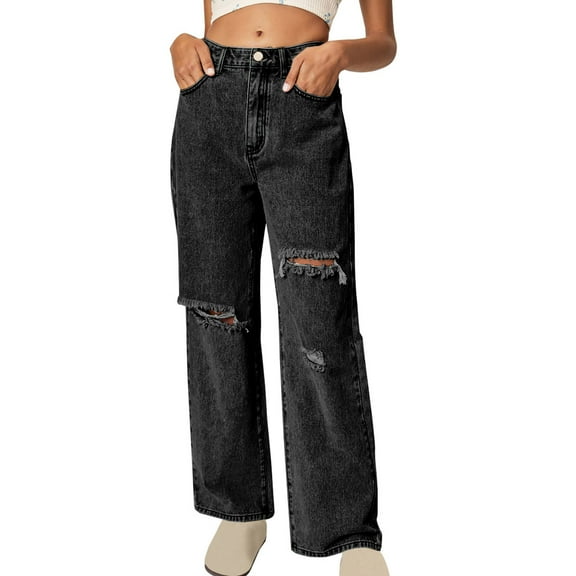 Fjofpr 50% off Clear!Straight Leg Jeans for Women Wide Leg Jeans Women High Waisted Long Women'S High Waist All Straight Leg Wide Leg Pants Jeans