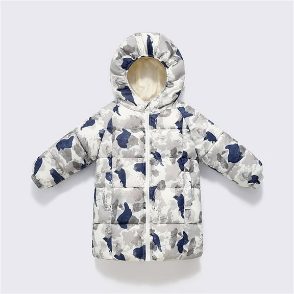 Fjofpr 5T Girls Clothes Outfits Girls Heavyweight Puffer Coat Children's Solid Color Long Sleeved Hooded Thick Mid Length Jacket Casual And Comfortable Warm Jacket Blue 5 Years
