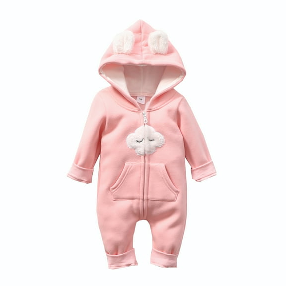 Fjofpr Baby Boy Clothes Clearance Baby Girl Clothes Clearance Newborn Infant Baby Girls Winter Warm Thick Romper Jumpsuit Hooded Outfits（0-24M）