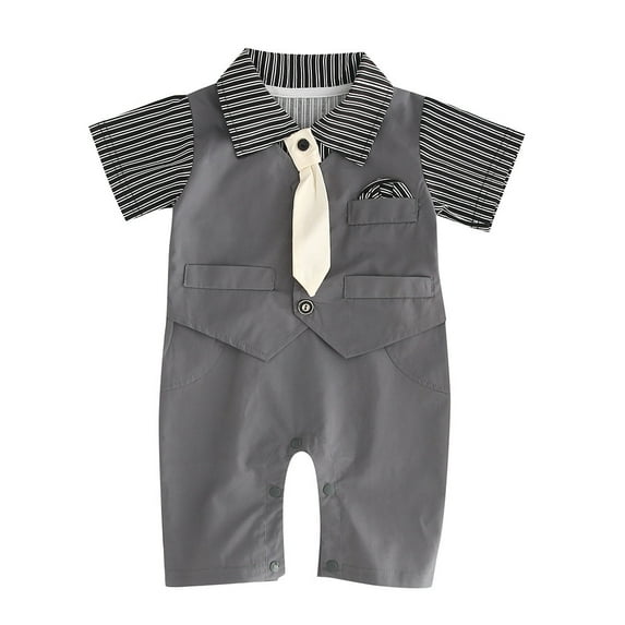 Fjofpr Baby Girl Clothes 12 Months Newborn Baby Boy Kid Striped Tie Short Sleeves Romper Jumpsuit Clothes