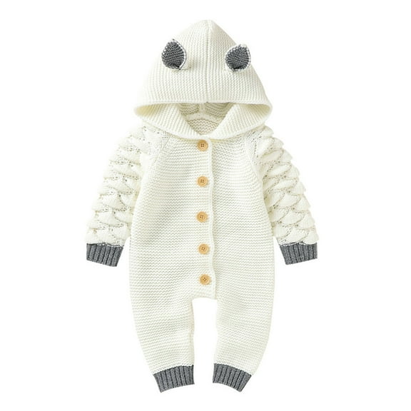 Fjofpr Baby Girl Clothes 12 Months Newborn Baby Girls Boys Winter Warm Knit Outwear Sweater Hooded Romper Jumpsuit（0-24M）