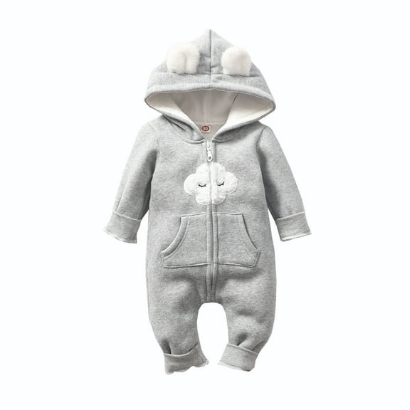 Fjofpr Baby Girl Clothes 12 Months Clearance Newborn Infant Baby Girls Winter Warm Thick Romper Jumpsuit Hooded Outfits（0-24M）