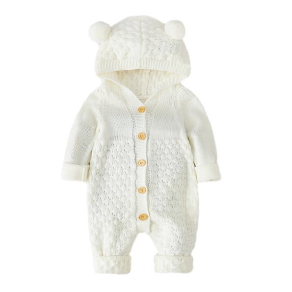Fjofpr Girl Clothes under $10 Girl Clothes 12 Months (3-24months)Newborn Infant Girls Boys Winter Warm Coat Knit Outwear Hooded Jumpsuit