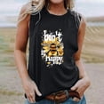 thumbnail image 1 of Fjofpr Beige Tank Tops for Women 2024 Women's New Loose Casual Fashion Crew-neck All-matching Printed Top Black L, 1 of 4