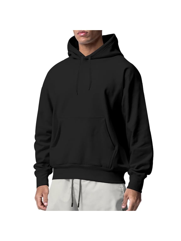 Black Hoodie Men Pullover Men's Casual Pullover Top With Suede Solid Color Loose Fitting Men's Long Sleeved Lapel Top/shirt