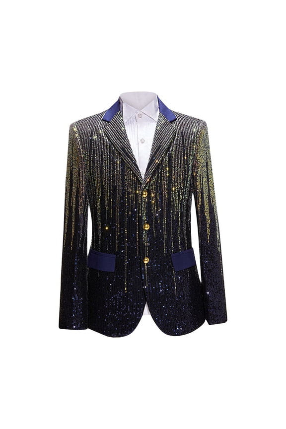 Blazer Men Casual Men's Court Style Solid Color Sequin Performance Suit Breasted Suit Jacket