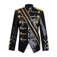 thumbnail image 1 of Fjofpr Blazers for Men Black Men's Court Style Solid Color Sequin Performance Suit Breasted Suit Jacket, 1 of 5